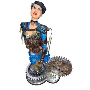Steampunk Lady Bust Clock Sculpture
